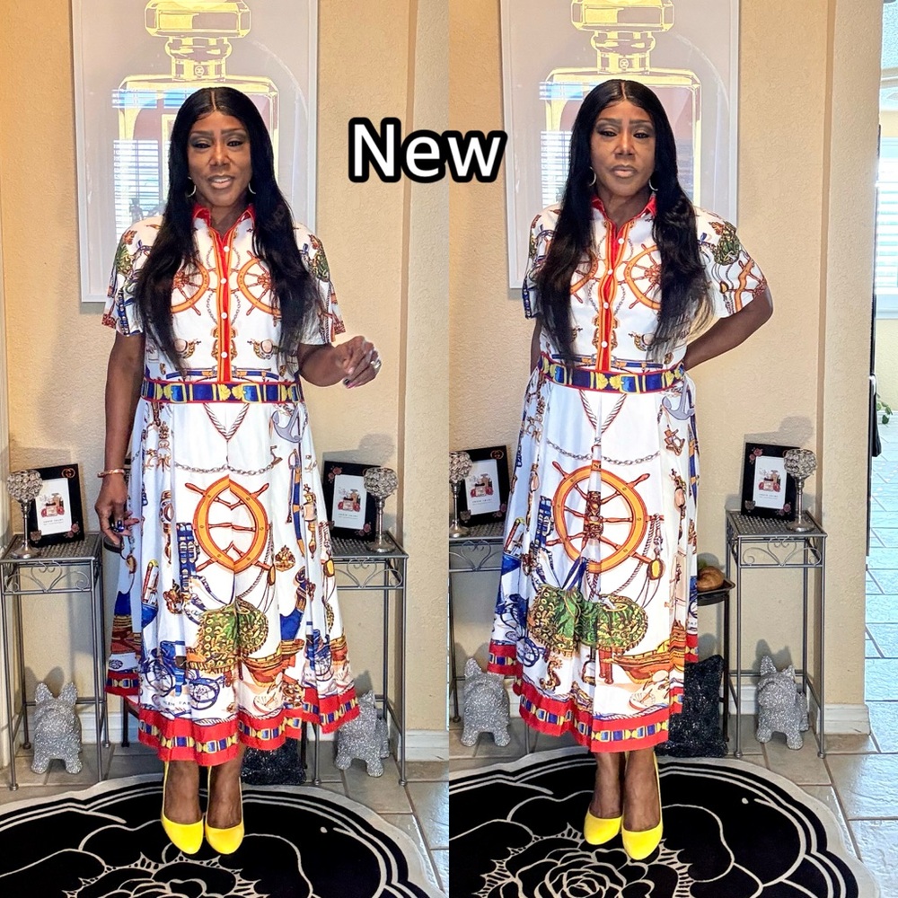 Colorful Nautical Print Midi Dress - Picture 16 of 16